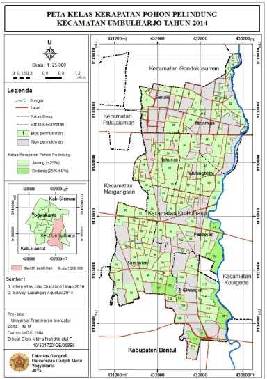 Gambar 1. Peta kelas kepadatan permukiman  