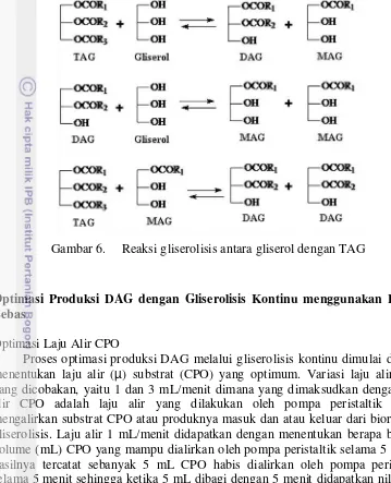 Gambar 6.  Reaksi gliserolisis antara gliserol dengan TAG 
