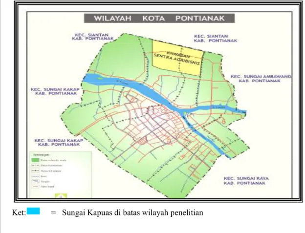 Gambar 3   Peta kondisi administrasi di kawasan Sungai Kapuas 