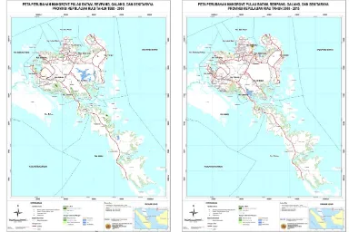 Gambar 2 . Peta Perubahan Mangrove tahun 1990-2000 dan 2000-2015 