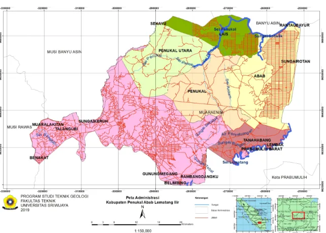 Gambar 8. Peta Administrasi Kabupaten Penukal Abab Lematang Ilir (PALI) 