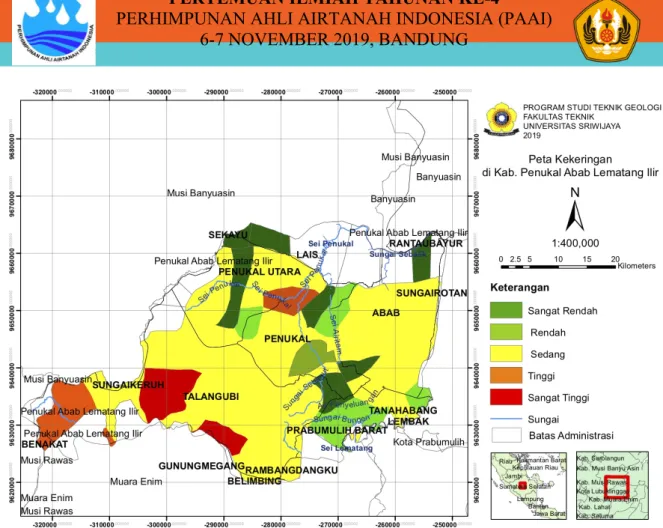 Gambar 10. Peta kekeringan di Kabupaten PALI berdasarkan SIDIK KLHK