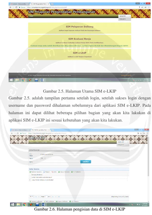 Gambar 2.5. Halaman Utama SIM e-LKIP 