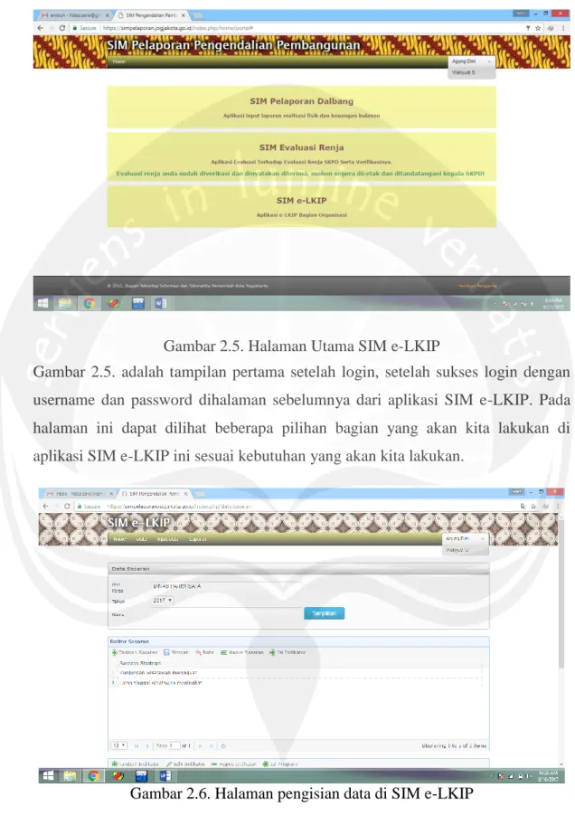 Gambar 2.5. Halaman Utama SIM e-LKIP 