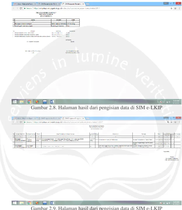Gambar 2.8. Halaman hasil dari pengisian data di SIM e-LKIP 