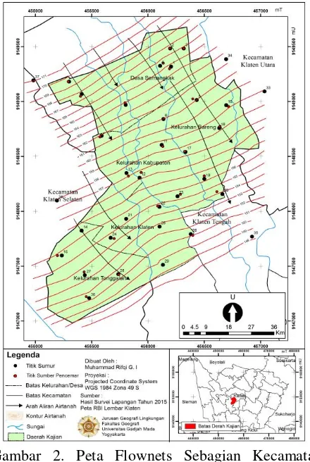 Gambar 2. Peta Flownets Sebagian Kecamatan Klaten Tengah. 