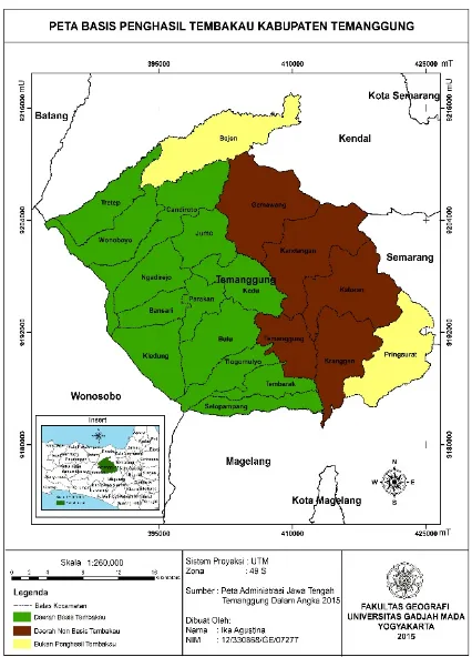 Gambar 1 Peta Daerah Penghasil Tembakau Kabupaten Temanggung 