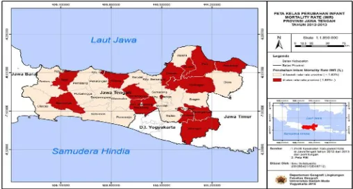 Gambar 4.2. Peta perubahan IMR per kabupaten/kota di Jawa Tengah tahun 2012-2013 