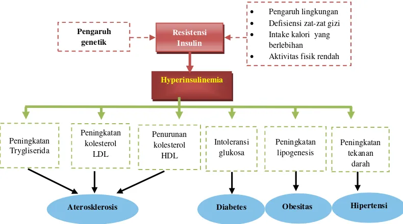 Gambar 1. Etiologi patofisiologi resistensi insulin dan sindrom metabolik23 