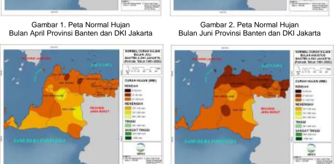 Gambar 2. Peta Normal Hujan   Bulan Juni Provinsi Banten dan DKI Jakarta 