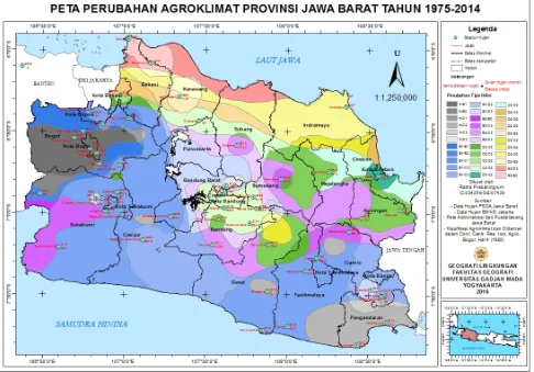 Gambar 3. Peta perubahan zona agroklimat tahun 1975-2014. 