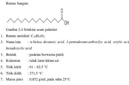 Gambar 2.4 Struktur asam palmitat 