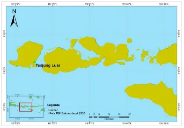 Gambar 1.Peta lokasi penelitian di PPI Tanjung Luar.Figure 1.Site map of research in Tanjung Luar fish landing site.