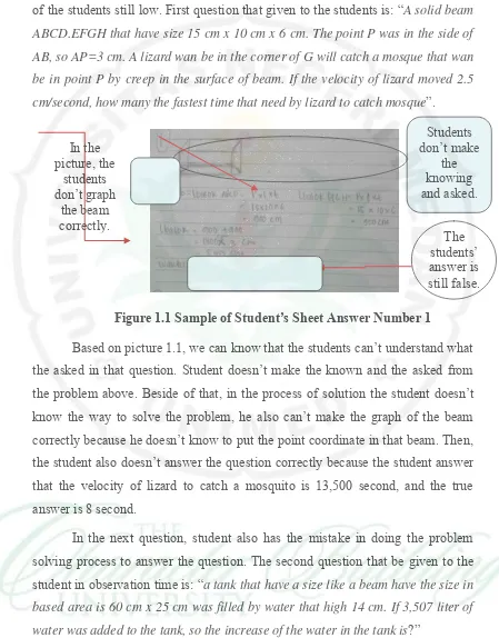 Figure 1.1 Sample of Student’s Sheet Answer Number 1 