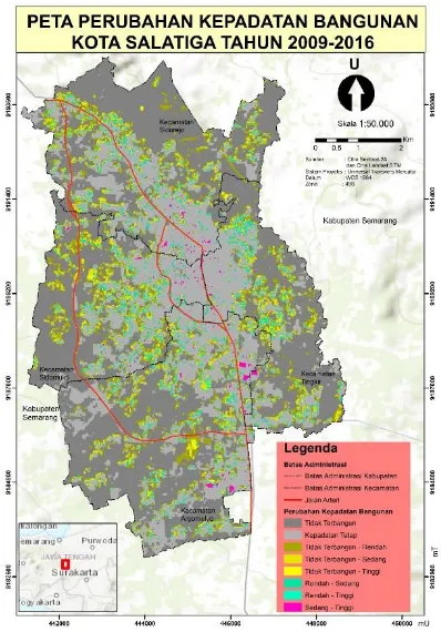 Gambar.8. Peta Perubahan Kepadatan Bangunan  Kota Salatiga tahun 2009-2016 