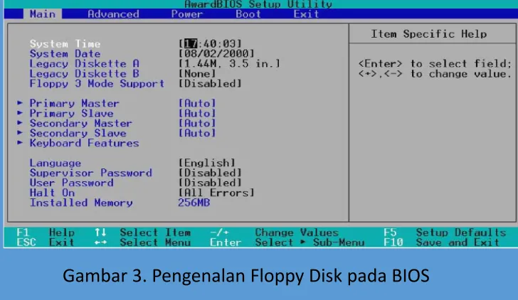 Gambar 3. Pengenalan Floppy Disk pada BIOS