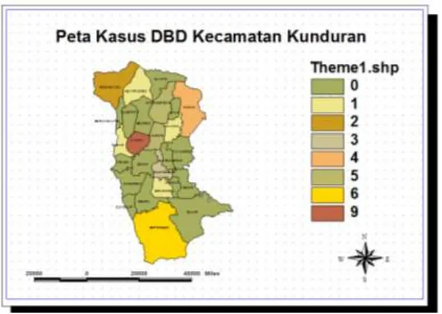 Gambar 3. Peta Kasus DBD Kecamatan Kunduran 
