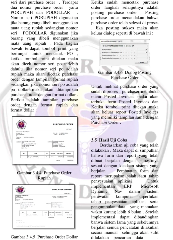 Gambar 3.4.4  Purchase Order  Rupiah 