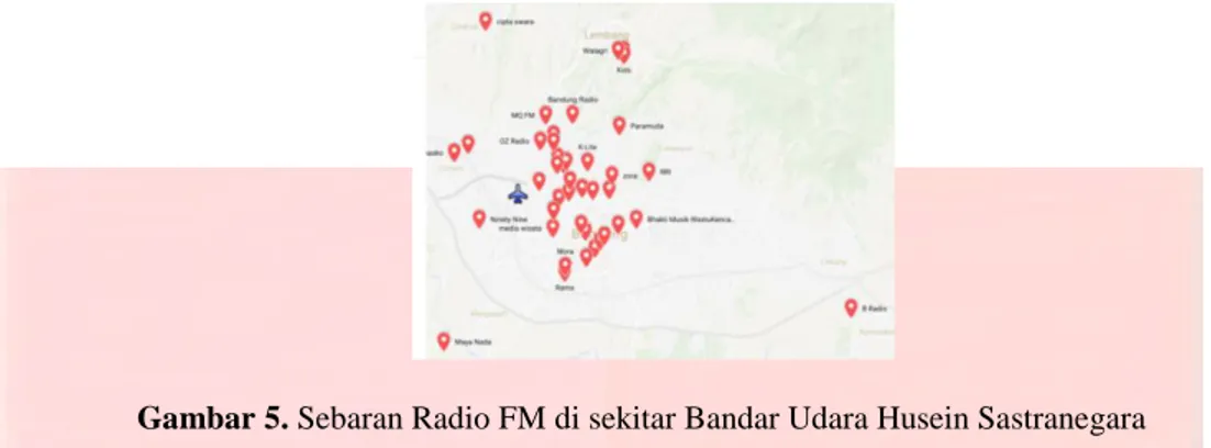 Gambar 5. Sebaran Radio FM di sekitar Bandar Udara Husein Sastranegara 