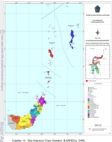 Gambar 14 Peta Sulawesi Utara (Sumber: BAPPEDA, 2008) 