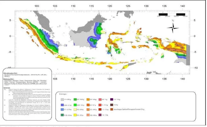 Gambar 1 . Wilayah Gempa Indonesia dengan Percepatan Puncak Batuan Dasar Menggunakan Perioda Ulang 500 Tahun (Sumber: SNI 03-1726-2002) 