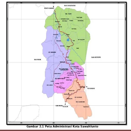 Gambar 2.1 Peta Administrasi Kota Sawahlunto