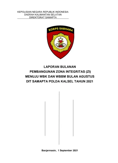 LAPORAN BULANAN PEMBANGUNAN ZONA INTEGRITAS (ZI) MENUJU WBK DAN WBBM ...