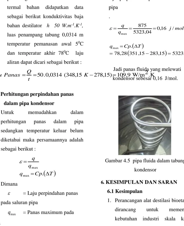 Gambar 4.5  pipa fluida dalam tabung  kondensor 