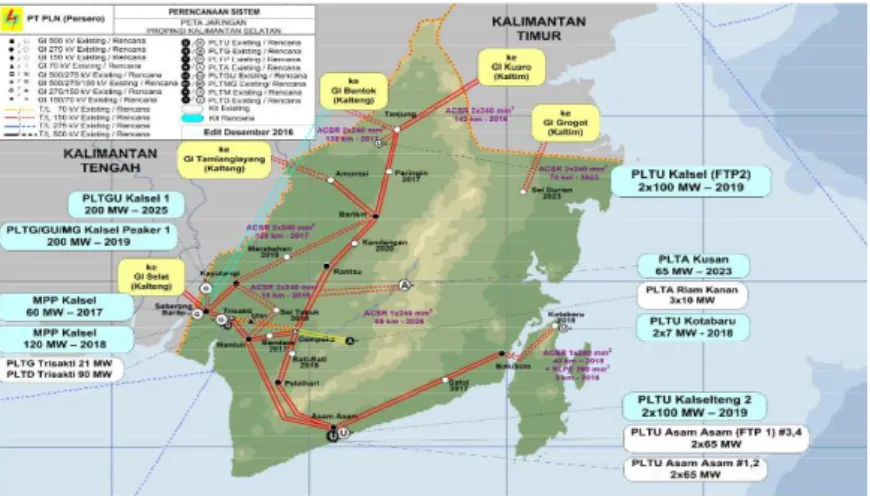 Gambar 3.2 Peta Perencanaan Pembangunan Pembangkitan Wilayah  Kalimantan Selatan[6] 