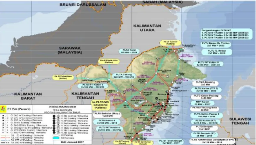 Gambar 3.4 Peta Perencanaan Pembangunan Pembangkitan Wilayah  Kalimantan Timur[6] 