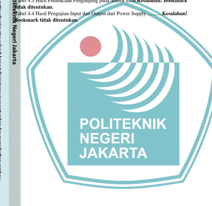 Tabel 0.1 Spesifikasi Alat .................... Kesalahan! Bookmark tidak ditentukan. 