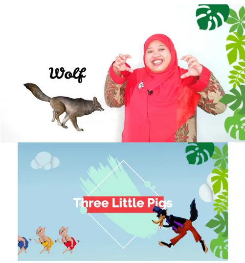 Gambar 3. Video pembelajaran menggunakan TPR storytelling (Three Little Pigs) 