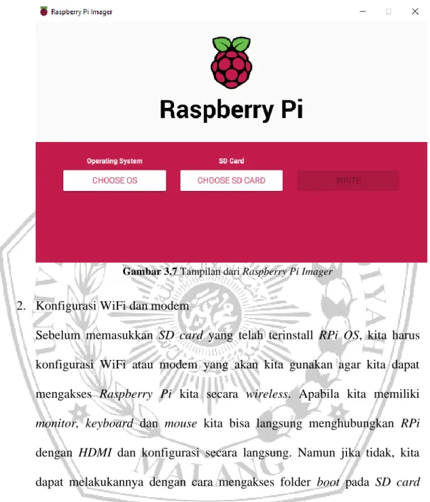 Gambar 3.7 Tampilan dari Raspberry Pi Imager