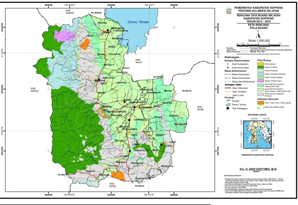Gambar  3.   Peta Rencana Pola Ruang  Kabupaten Soppeng  Tahun 2012-2032 