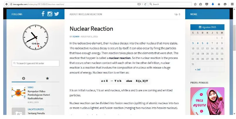 Gambar 10. Printscreen Menu "Nuclear Reactor" Website 