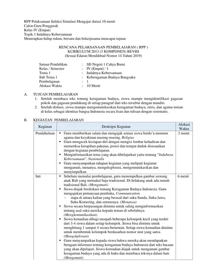 RENCANA PELAKSANAAN PEMBELAJARAN ( RPP ) KURIKULUM 2013 (3 KOMPONEN ...