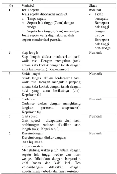 Tabel 2. Definisi Operasional 