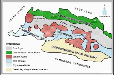 Gambar 2.1 Pembaguan jalur fisiografi Jawa Barat (Van Bemmelen, 1949) 