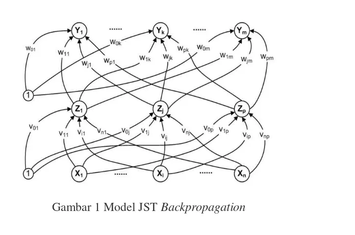 Gambar 1 Model JST Backpropagation 