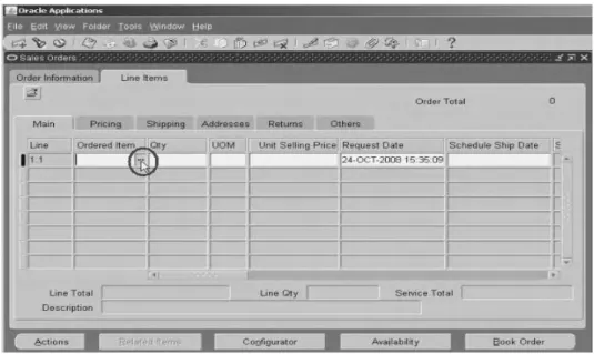 Gambar 4.25 User Interface Form Sales Order –   Klik tanda LOV pada kotak isian Ordered Item  