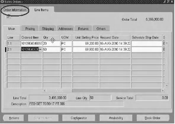 Gambar 4.35 User Interface Form Sales Order –   Klik tab Order Information pada proses membuat SO 