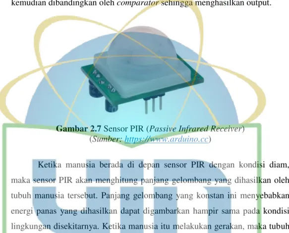 Gambar 2.7 Sensor PIR (Passive Infrared Receiver)  (Sumber: https://www.arduino.cc) 