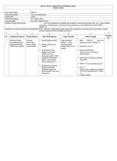 RANCANGAN AKTIVITAS TUTORIAL (RAT) TAHUN