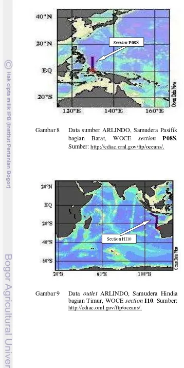 Gambar 9   Data outlet ARLINDO, Samudera Hindia 