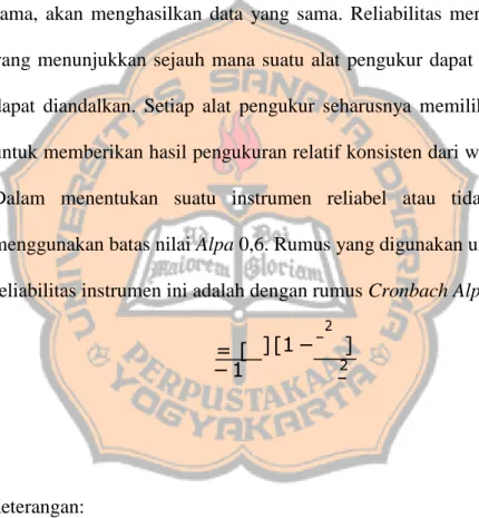 Tabel 3.14 menunjukkan hasil pengujian kembali setelah butir 1 dan  3 dikeluarkan. Hasil tersebut menunjukkan bahwa seluruh r hitung&gt; r tabel, 