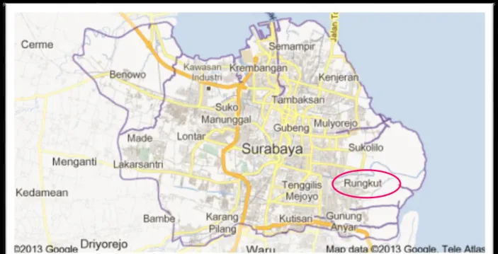 Gambar 3.1 Peta Lokasi Kecamatan Rungkut di Kota Surabaya 