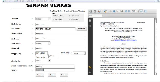 Gambar 4.3 Tampilan Form Simpan Berkas  d.  Form Cari Berkas