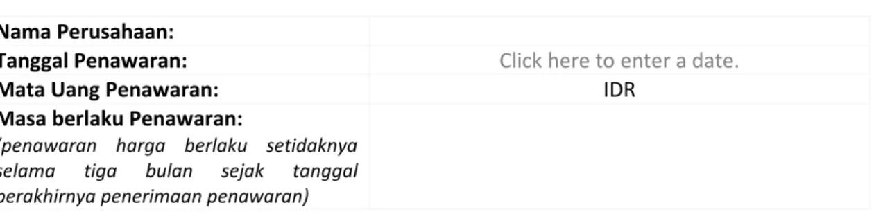 TABEL 1: Harga: 