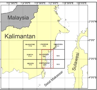 Gambar 1.1 Lokasi daerah penelitian pada indeks peta geologi 