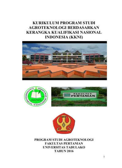 KURIKULUM PROGRAM STUDI AGROTEKNOLOGI BERDASARKAN KERANGKA KUALIFIKASI ...